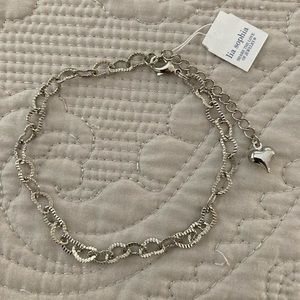 Lia Sophia Silver Heart Ankle Bracelet NWT